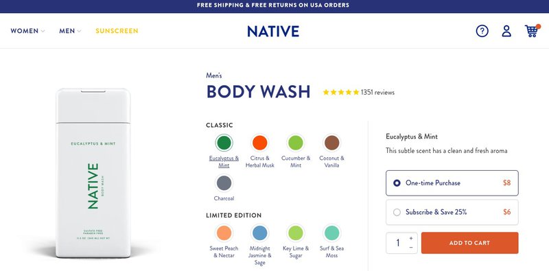native body wash one time purchase