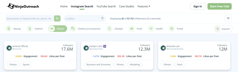 influencer marketing tool ninjaoutreach instagram search