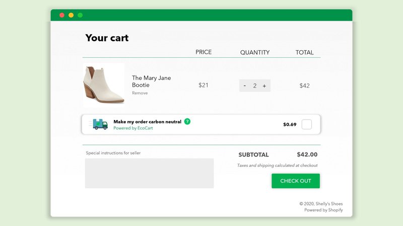 ecocart carbon neutral checkout tool for ecommerce