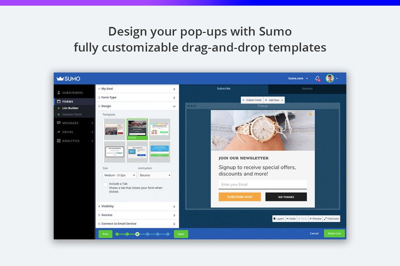 sumo popups app on shopify for ecommerce brands