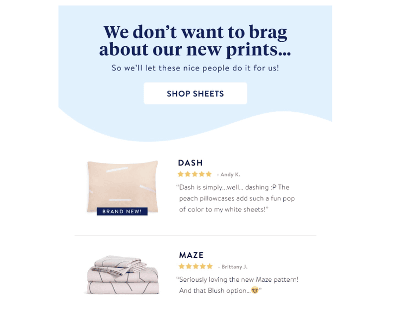 Brooklinen-customer-reviews-email-campaign-ecommerce