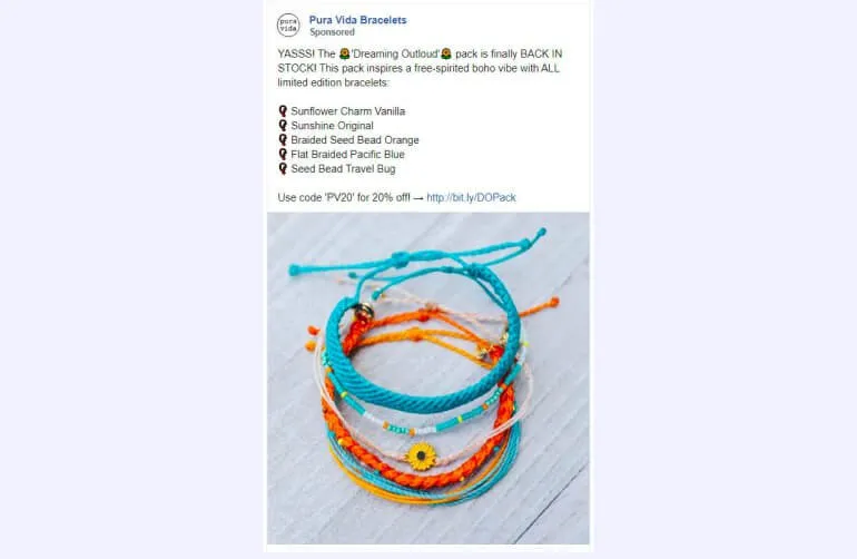 pura-vida-bracelets-facebook-ad
