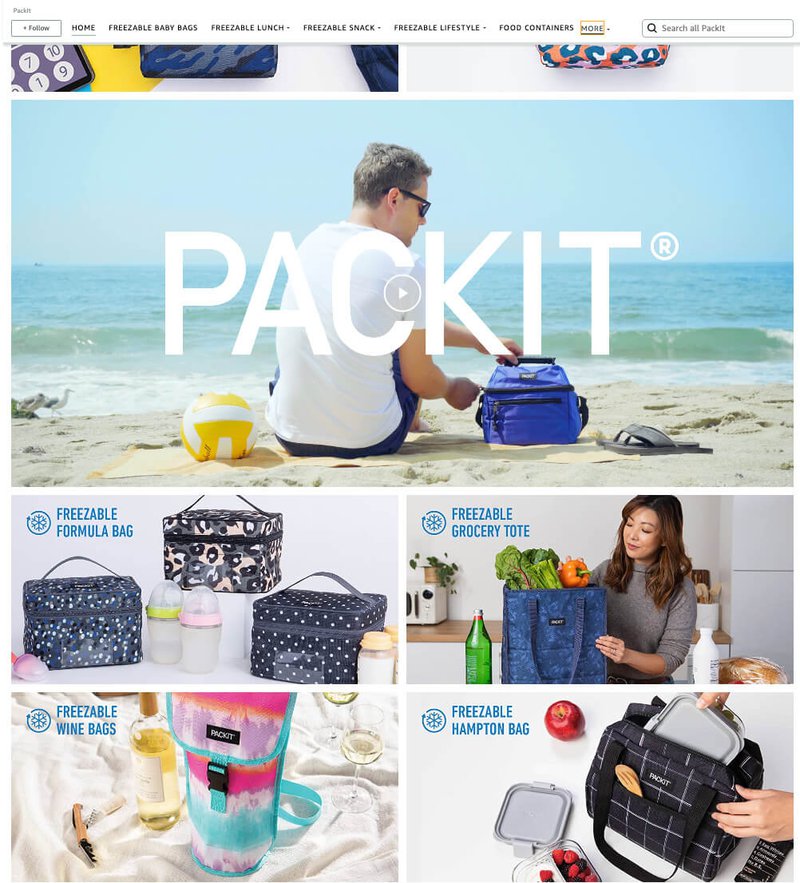 PackIt Amazon Storefront product grid