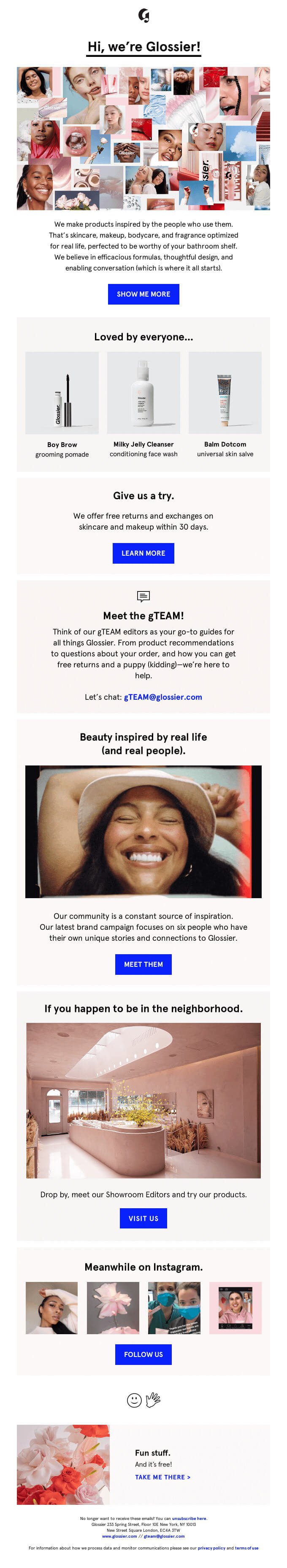Glossier-welcome-email