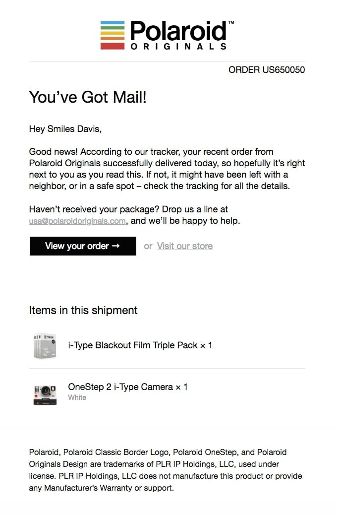 polaroid-shipping-confirmation-email