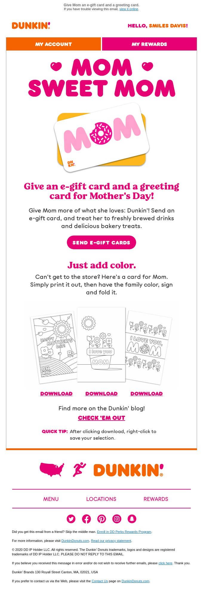 dunkin-donuts-mothers-day-email-example