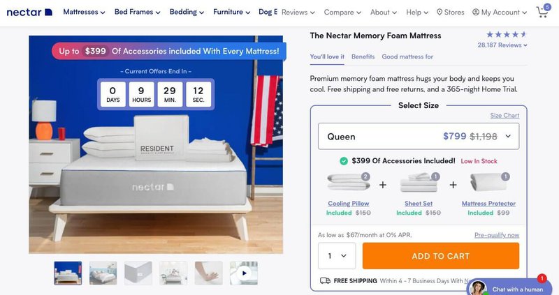 nectar-mattress-product-page-ecommerce
