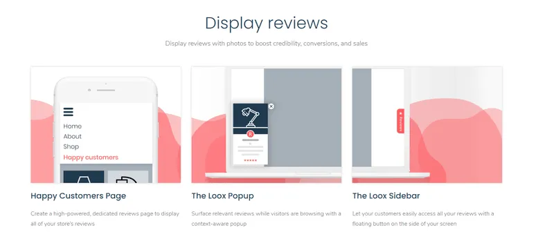 loox display reviews UGC widget app tool