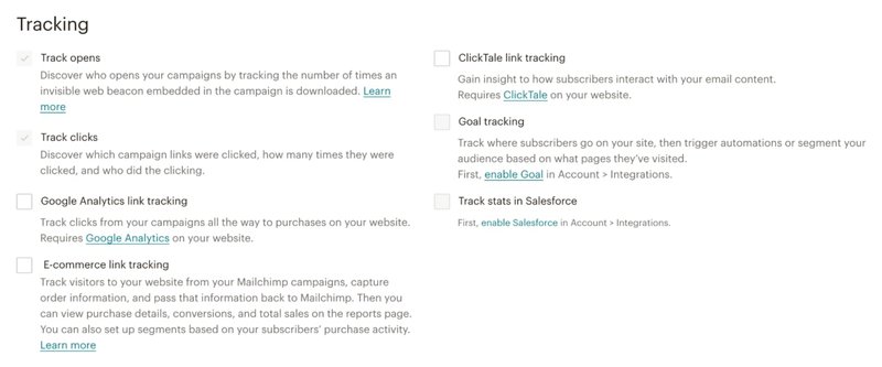 mailchimp-campaign-tracking-options