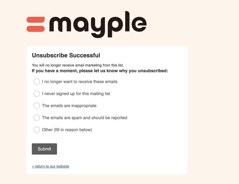 mayple-unsubscribe-confirmation