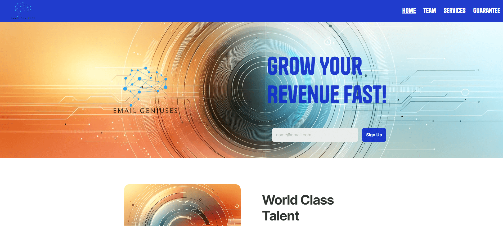 a screen shot of the world class talent center website