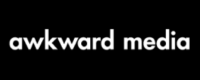a black and white photo with the words awkwardward media