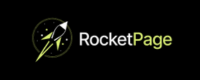 the rocket page logo on a black background