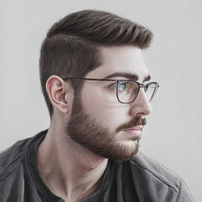 a drawing of a man with glasses and a beard