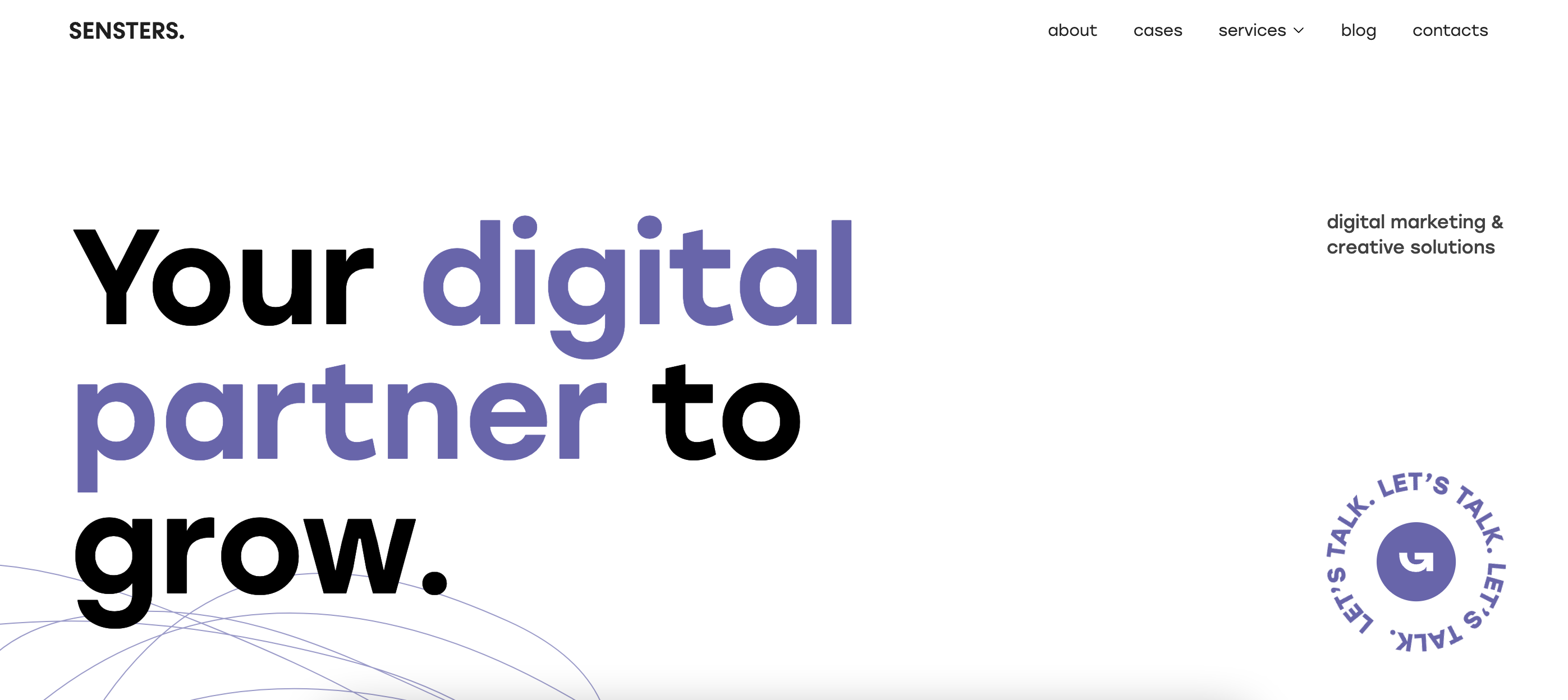 a screen shot of a website with the words, your digital partner to grow