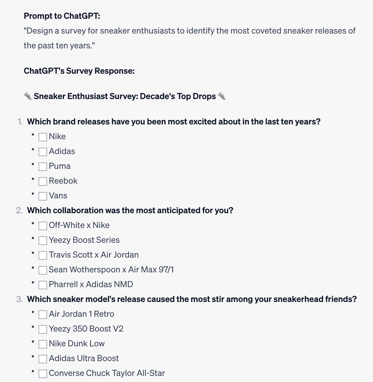 a screenshot of a survey form with a question