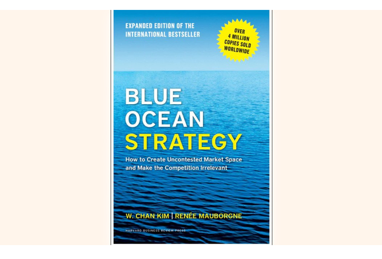 a blue ocean strategy book on a white background