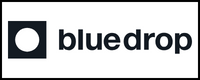 a blue drop logo on a white background