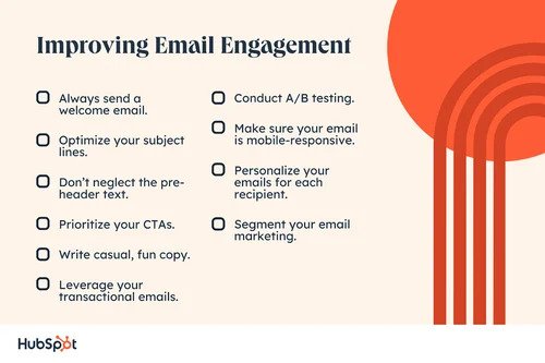 an email engagement checklist is shown here